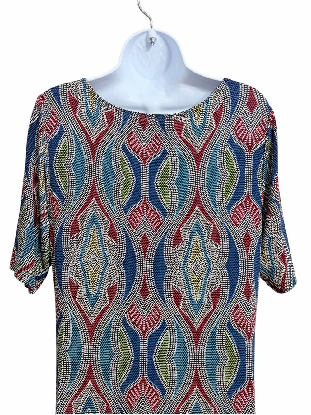 Chico's Travelers Stretchy Jersey Midi Sheath Dress Womens L Geometric Slinky - Picture 4 of 7